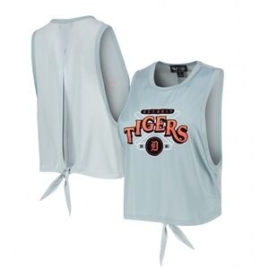 Detroit‎ Tigers The Wild Collective Womens Open Back Twist-Tie Tank Top Blue M